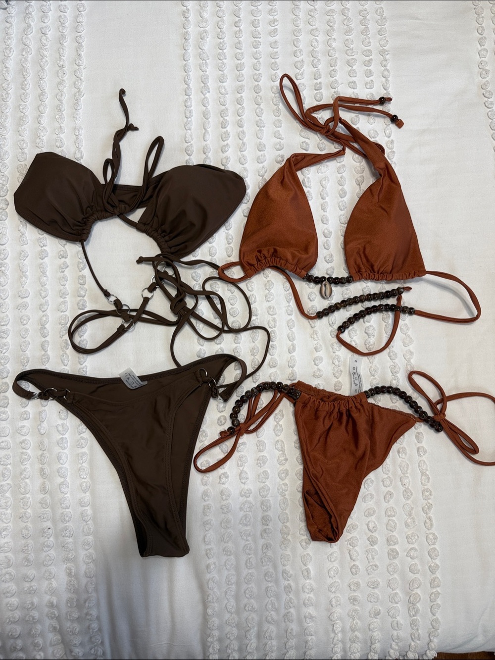 SHEIN Brown & Rust Tie-String Bikini Duo